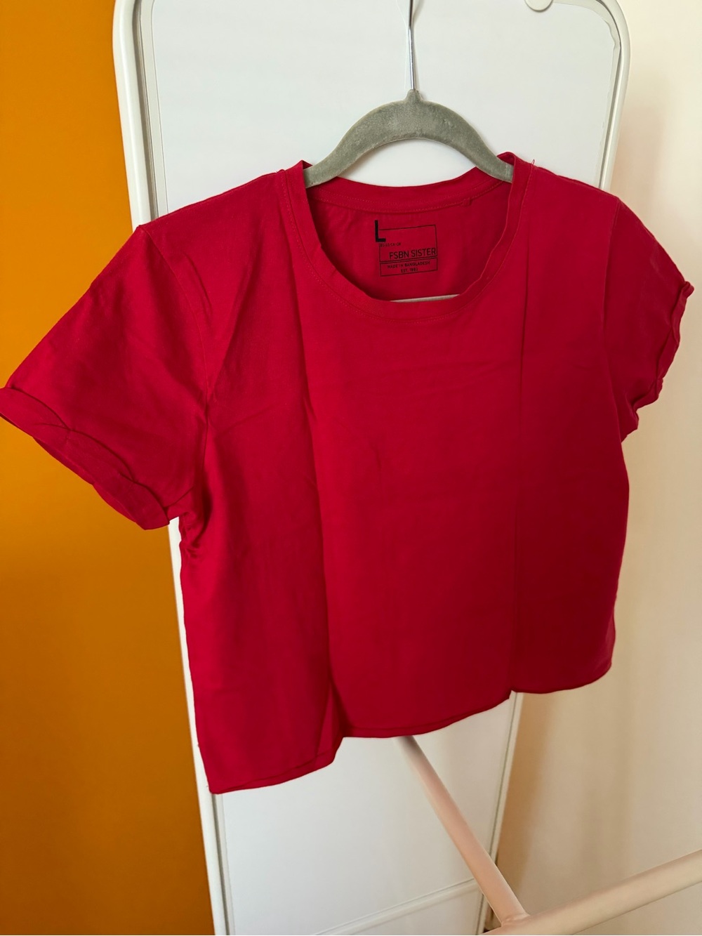 100% cotton red cropped top